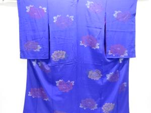 大正ロマン　牡丹模様織り出し漆着物